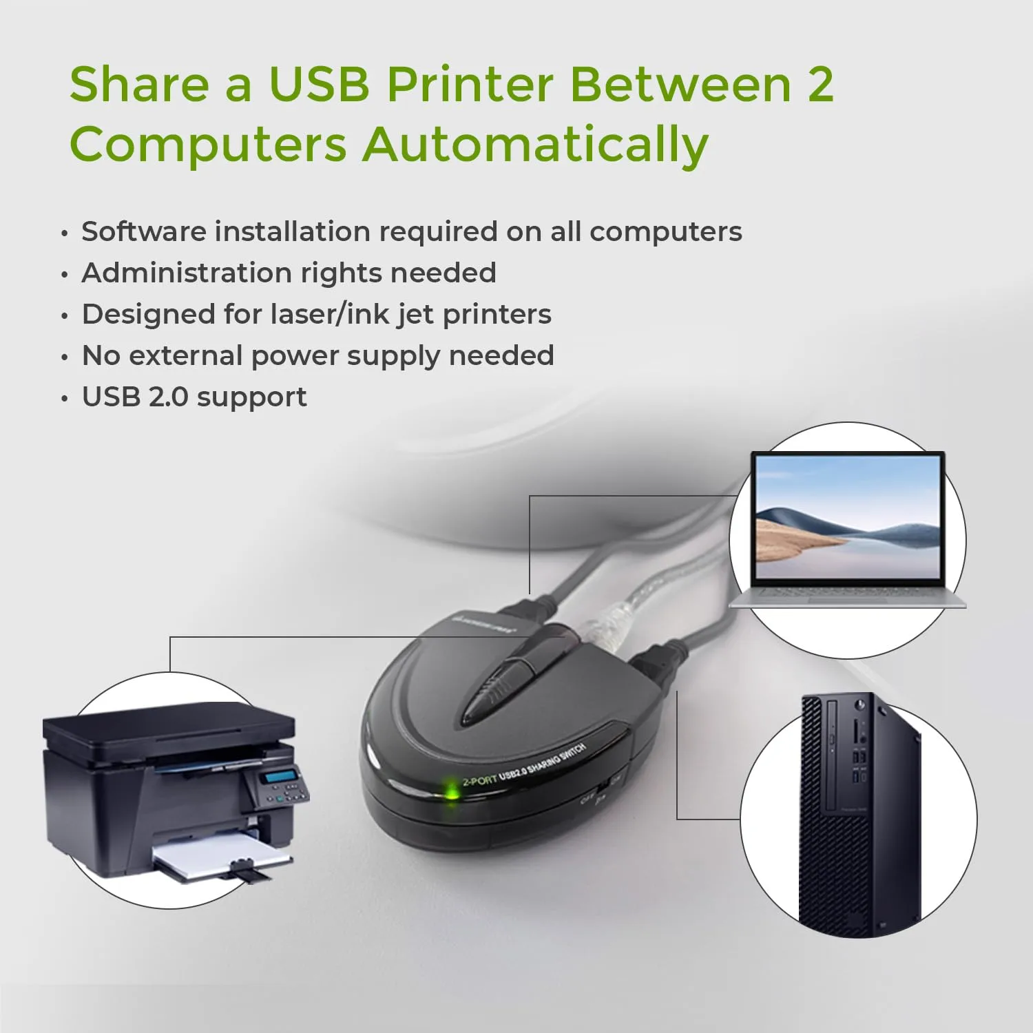 IOGEAR USB 2.0 Automatic Printer Switch