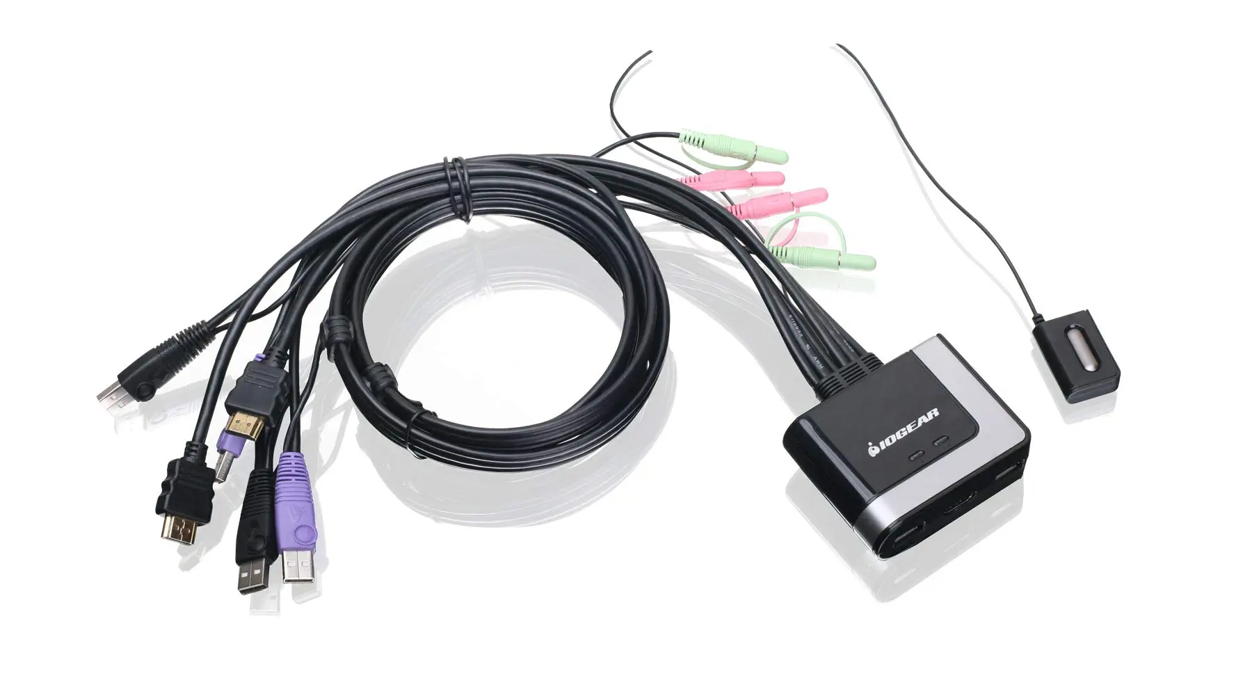 IOGEAR 2-Port USB Cable KVM Switch with Audio, Plug n Play