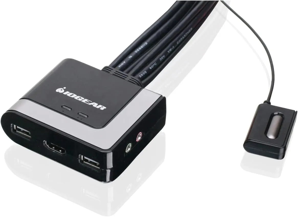 IOGEAR 2-Port USB Cable KVM Switch with Audio, Plug n Play