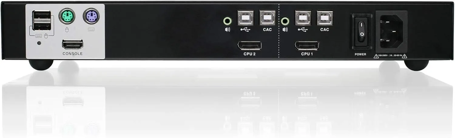 IOGEAR 2-Port DisplayPort Secure KVM Desktop Switch 4K UHD - USB Smart Card - CAC Biometrics Support