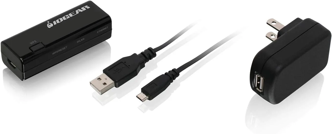 IOGEAR Universal Ethernet to Wi-Fi N Adapter - Speeds of up to 300Mbps on 2.4GHz - Push-button Wi-Fi Protected Setup (WPS)