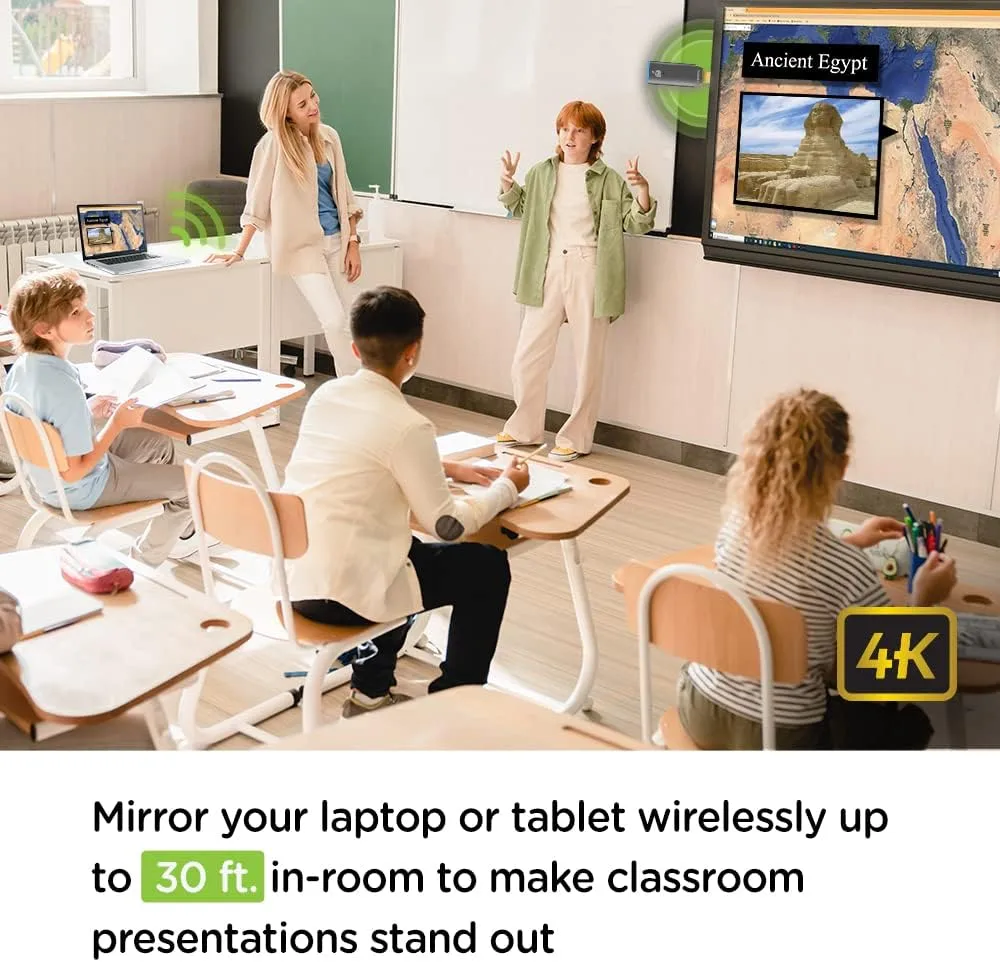 IOGEAR Mini Wireless 4K HDMI Video Screen Sharing Adapter - Wireless 2.4/5GHz withWPA-2 Security - Up to 30Ft