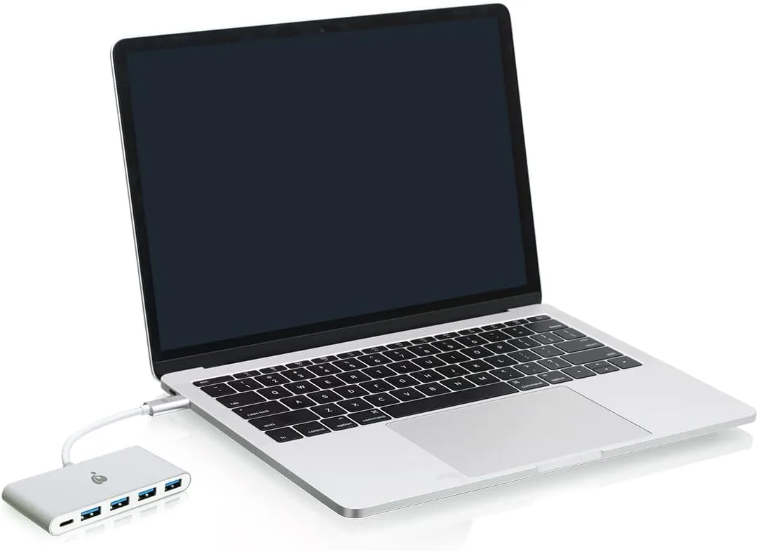IOGEAR USB-C to 4 Port USB-A Hub - USB-C 60W Pass Through - Compatible wi/Thunderbolt 3 - Type-A Port (5Gbps) - GUH3C4PD