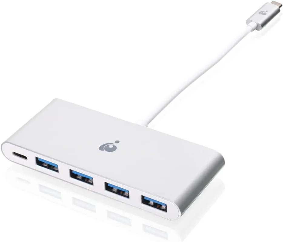 IOGEAR USB-C to 4 Port USB-A Hub - USB-C 60W Pass Through - Compatible wi/Thunderbolt 3 - Type-A Port (5Gbps) - GUH3C4PD