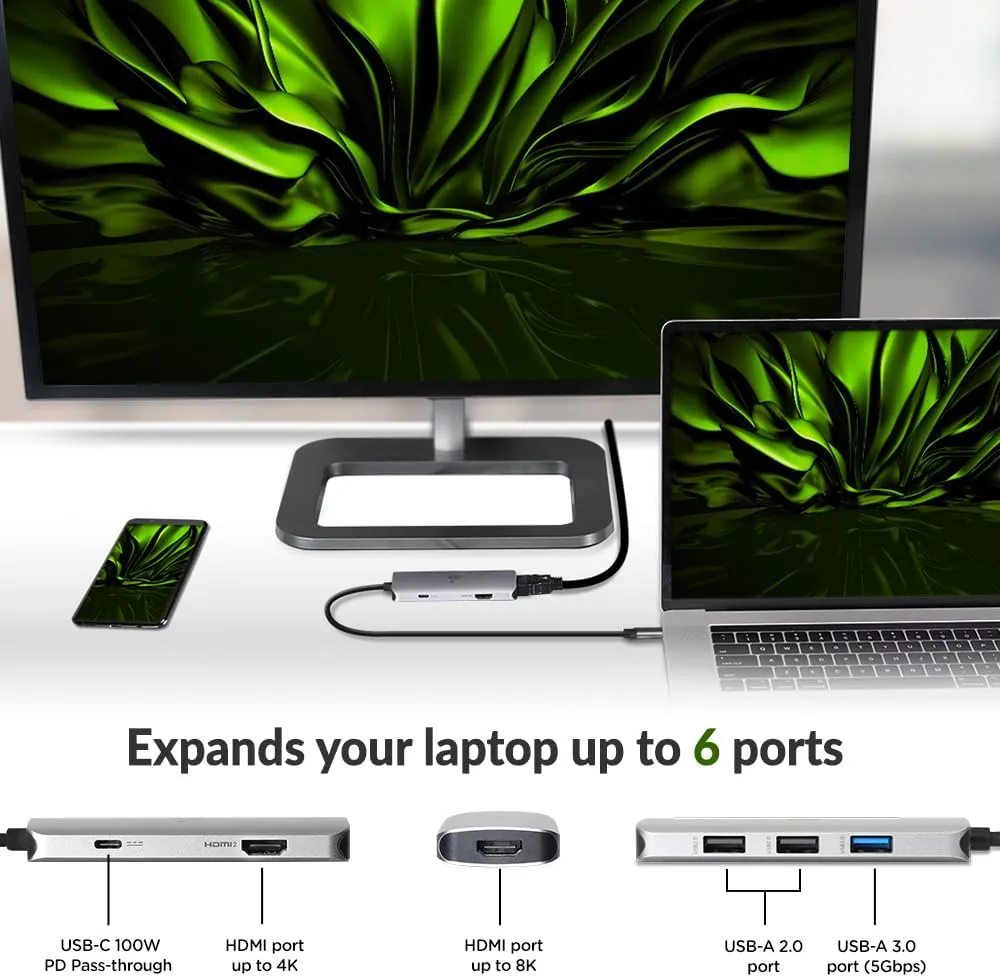 IOGEAR USB-C 6-in-1 Travel Dock 8K Single Monitor Nano Dock Pro Up to 4K in Dual Display Mode