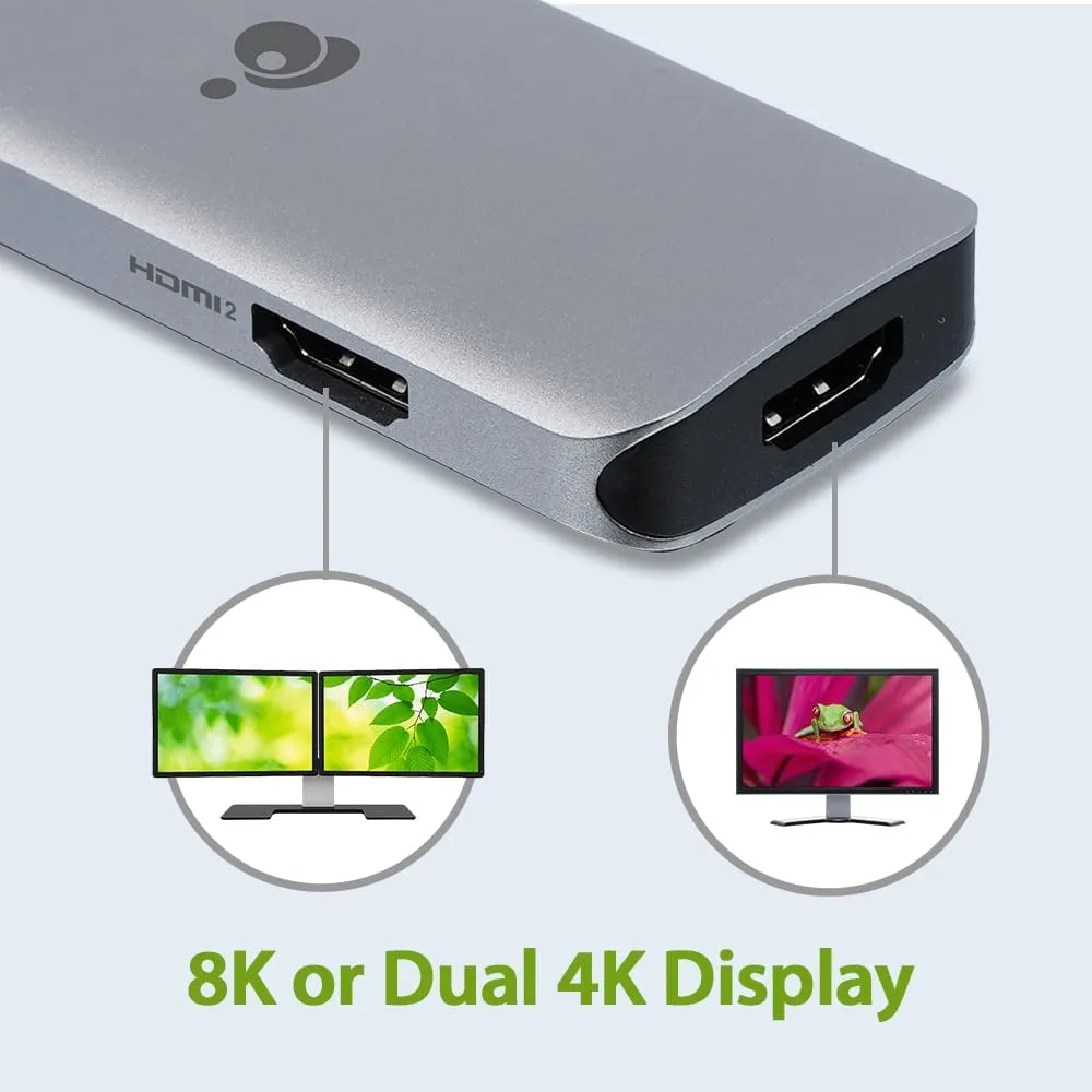 IOGEAR USB-C 6-in-1 Travel Dock 8K Single Monitor Nano Dock Pro Up to 4K in Dual Display Mode
