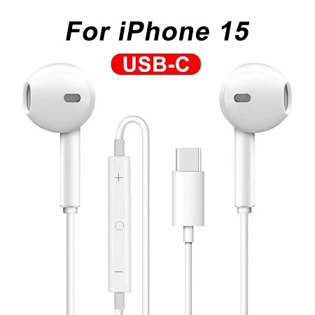USB-C Wired Earbuds for iPhone 15, Earphones with Microphone & Volume Control, HiFi Stereo Noise Cancelling USB-C Wired Earbuds for iPhone 15, Earphones with Microphone & Volume Control, HiFi Stereo Noise Cancelling