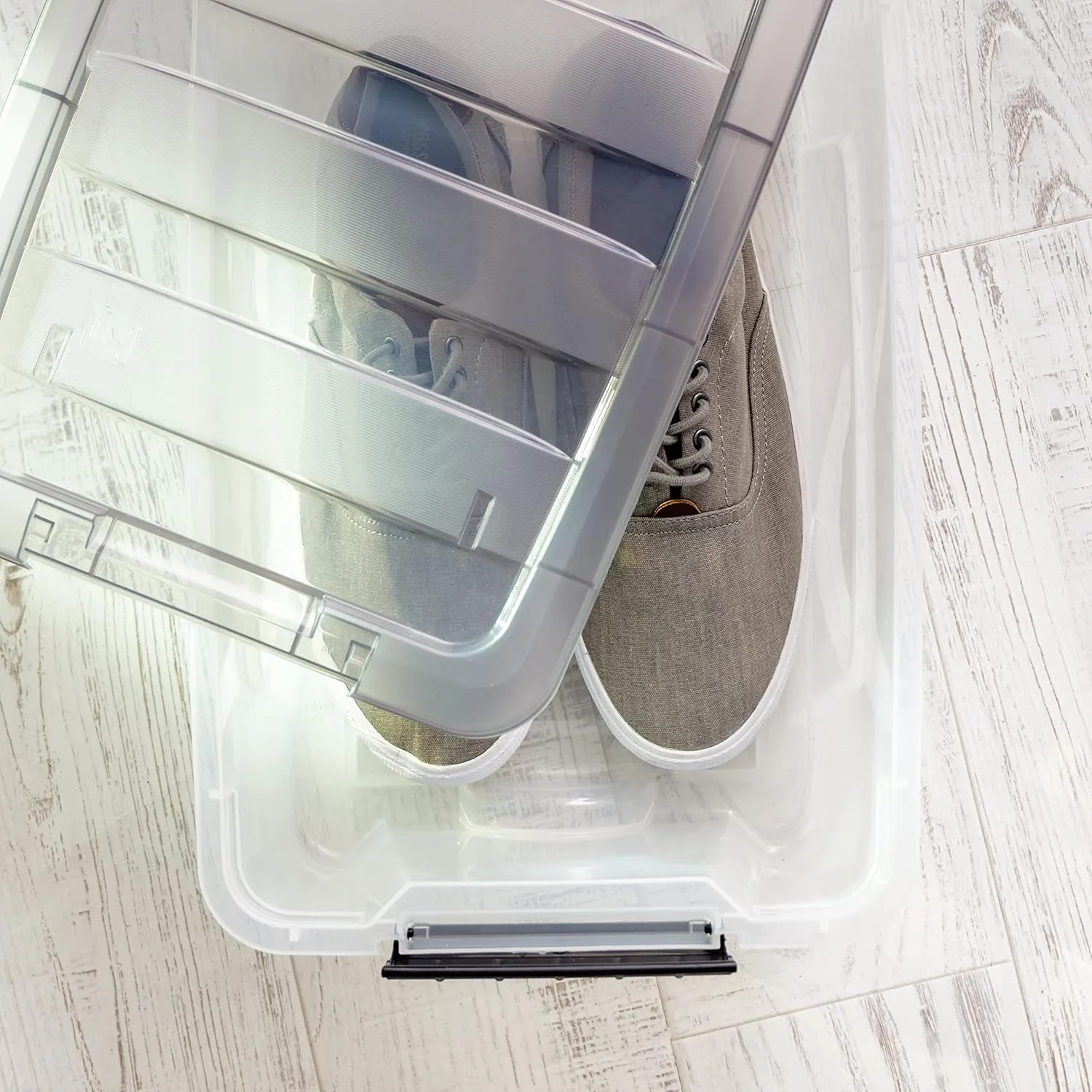 IRIS USA 13 Quart Stack & Pull Clear Storage Box, Gray, 8 Pack