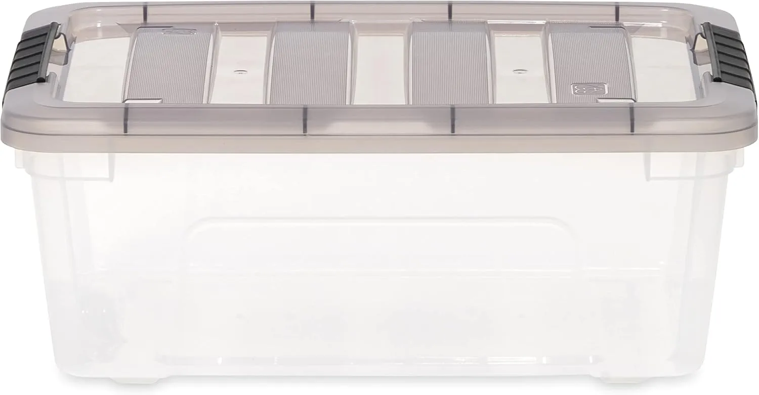 IRIS USA 13 Quart Stack & Pull Clear Storage Box, Gray, 8 Pack