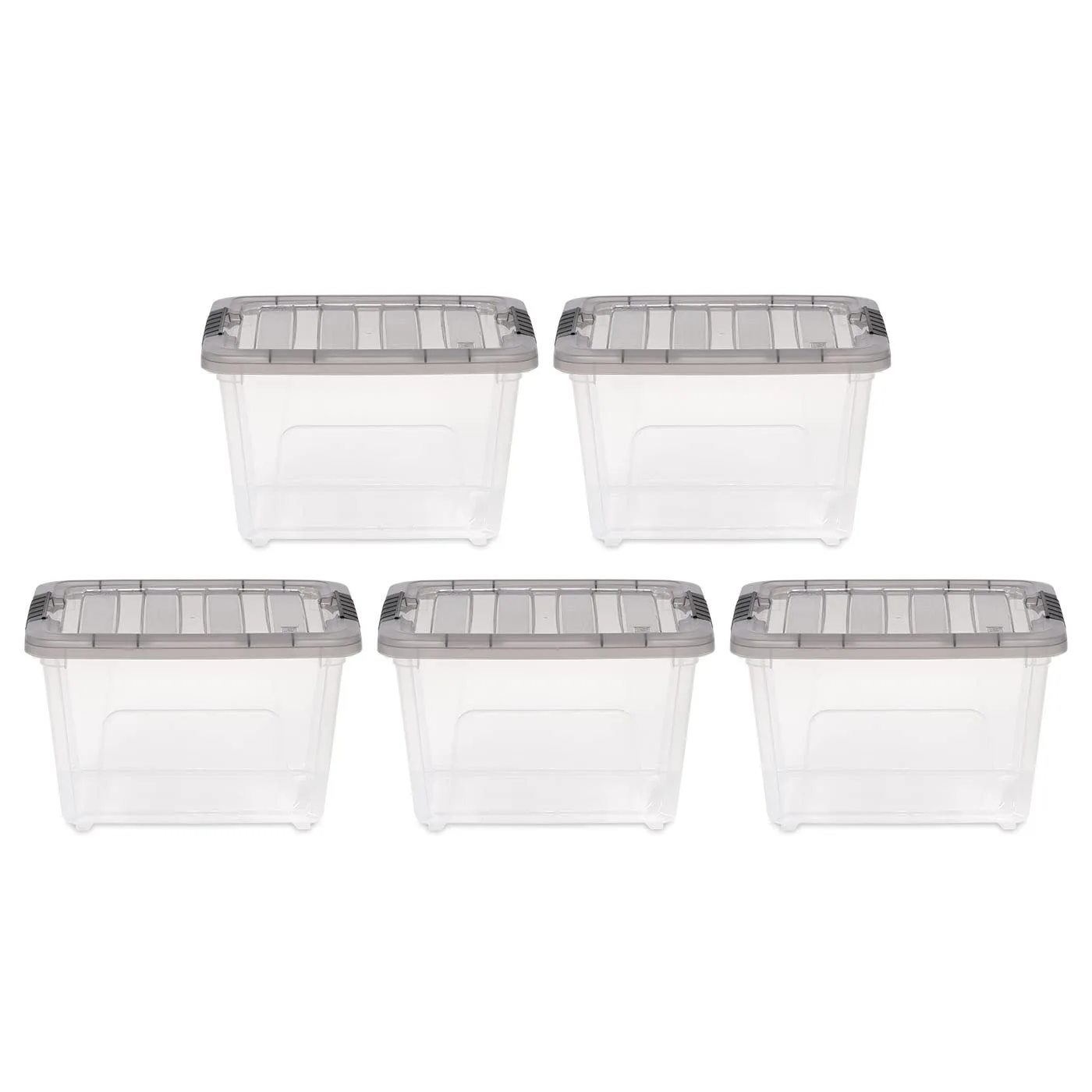 IRIS USA 19 Quart Stack & Pull Clear Plastic Storage Box, Gray, 5 Pack