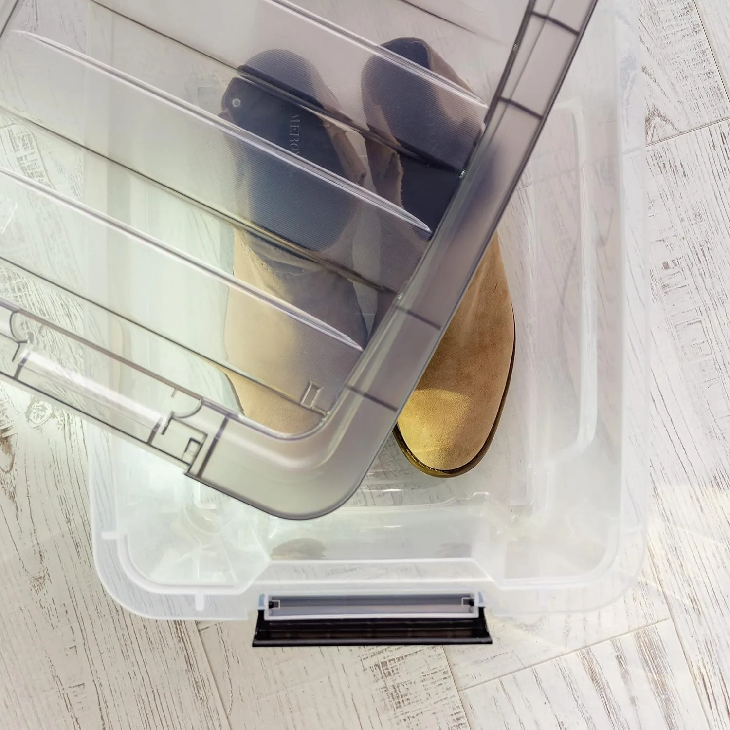 IRIS USA 19 Quart Stack & Pull Clear Plastic Storage Box, Gray, 5 Pack
