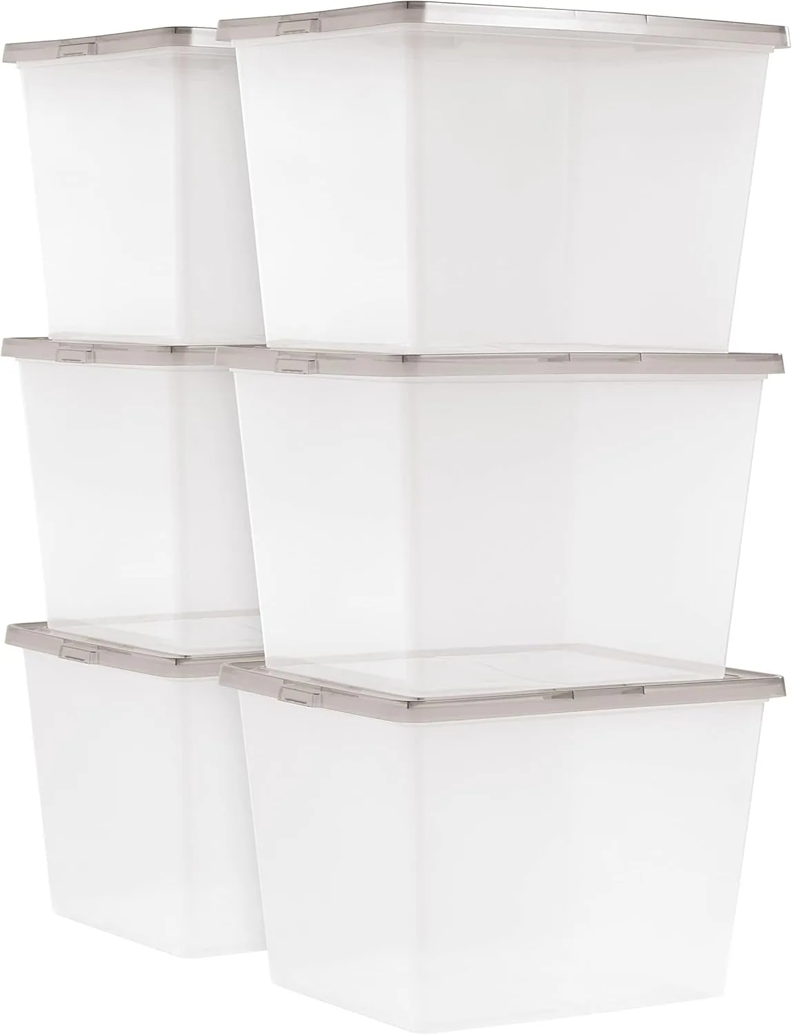 IRIS USA 36 Quart Snap Top Plastic Storage Bin, 6 Pack