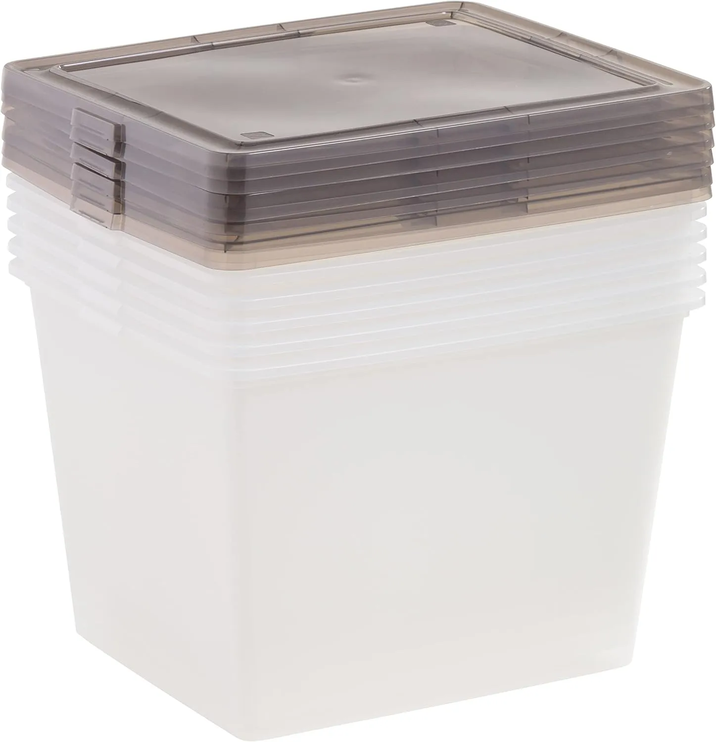 IRIS USA 36 Quart Snap Top Plastic Storage Bin, 6 Pack