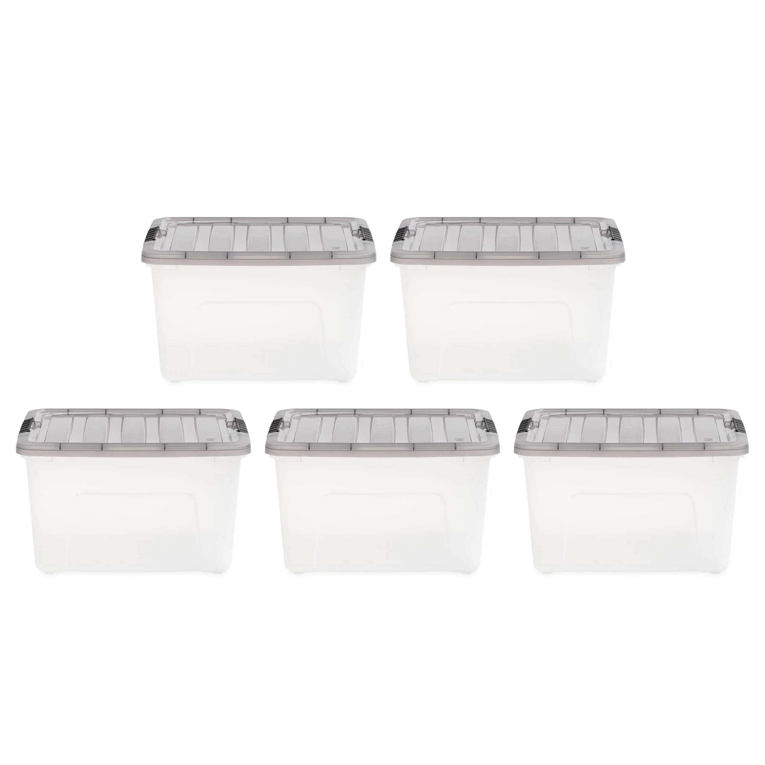 IRIS USA 40 Quart Stack & Pull Clear Storage Box, Gray, 5 Pack