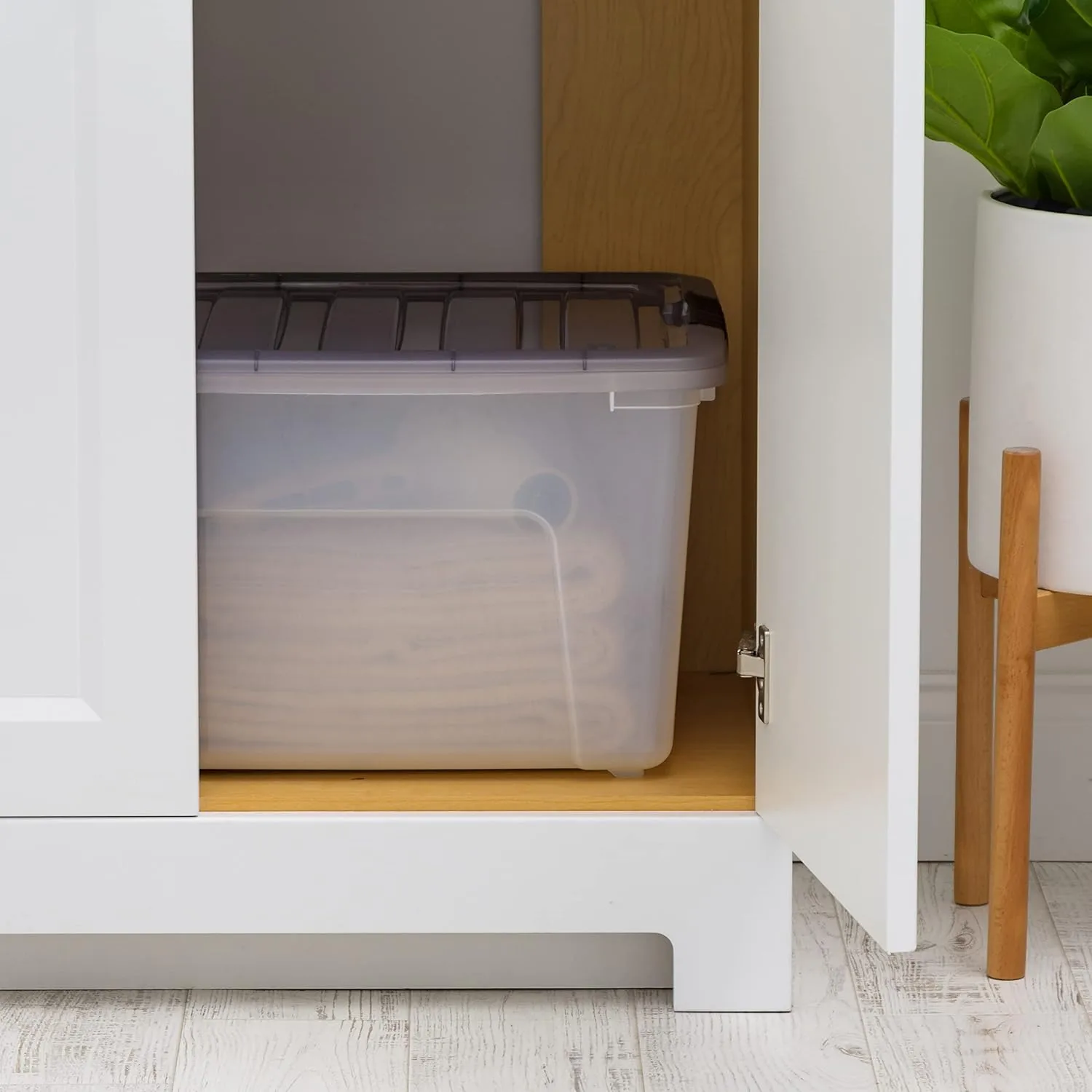 IRIS USA 40 Quart Stack & Pull Clear Storage Box, Gray, 5 Pack