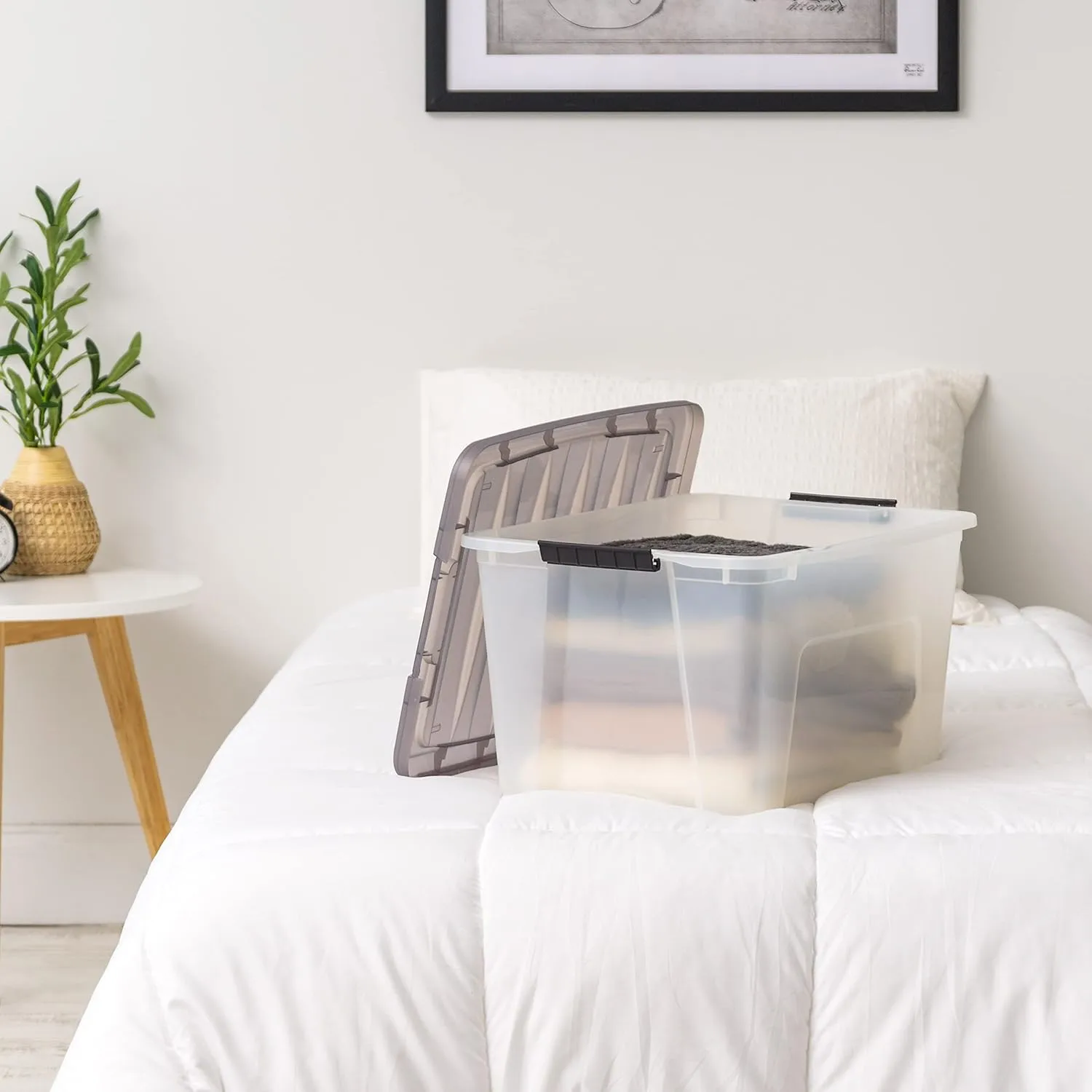 IRIS USA 40 Quart Stack & Pull Clear Storage Box, Gray, 5 Pack