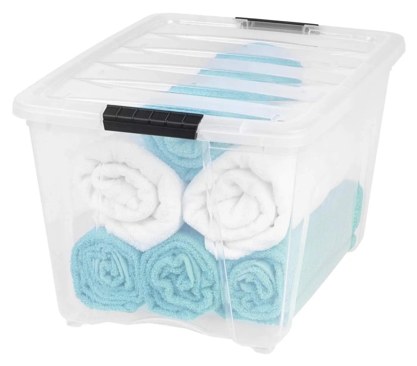 IRIS 53 Qt Stackable Clear Plastic Storage Boxes with Lid, 22 x 16.5 x 13 in - Case of 6