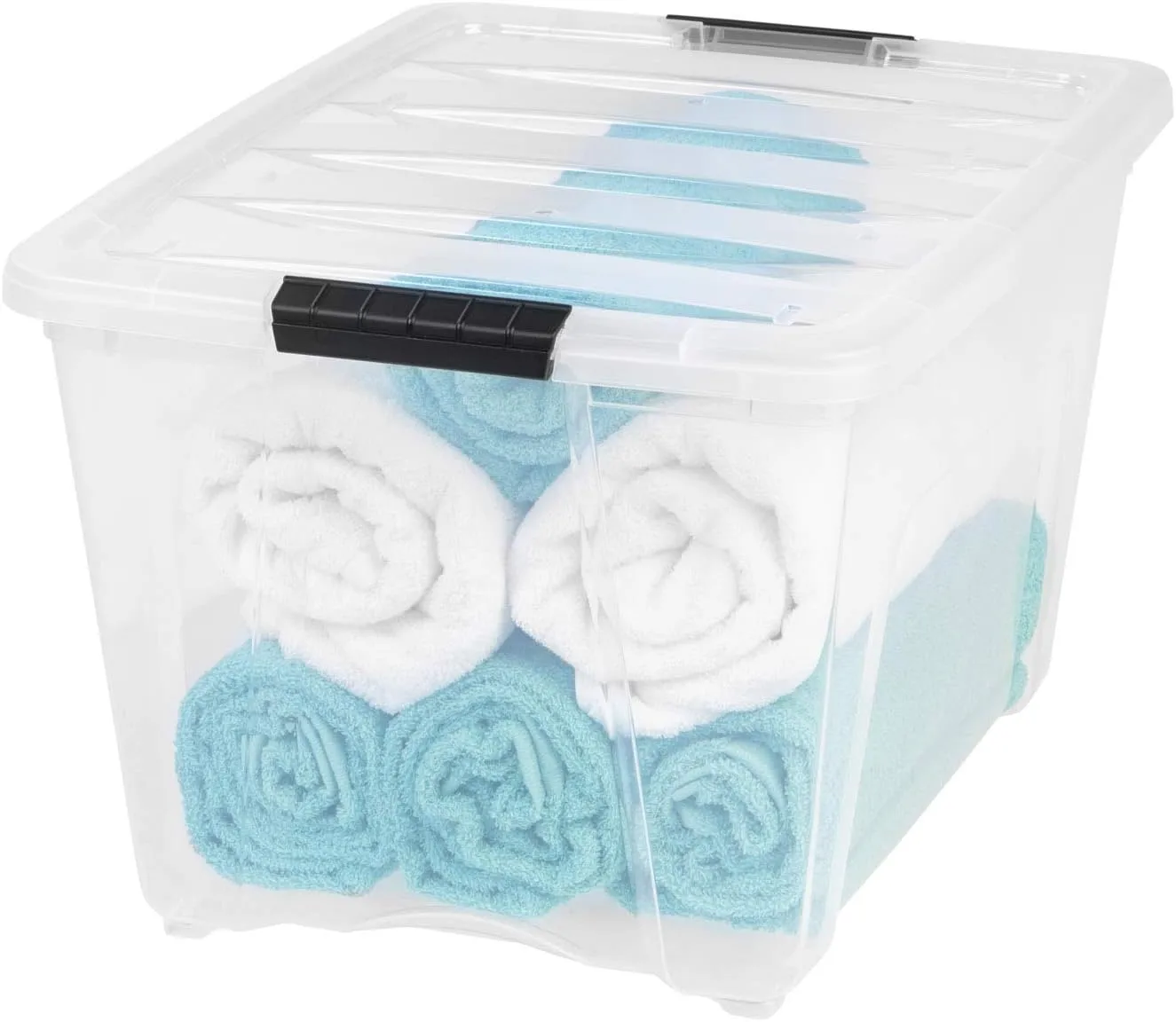 IRIS 53 Qt Stackable Clear Plastic Storage Boxes with Lid, 22 x 16.5 x 13 in - Case of 6