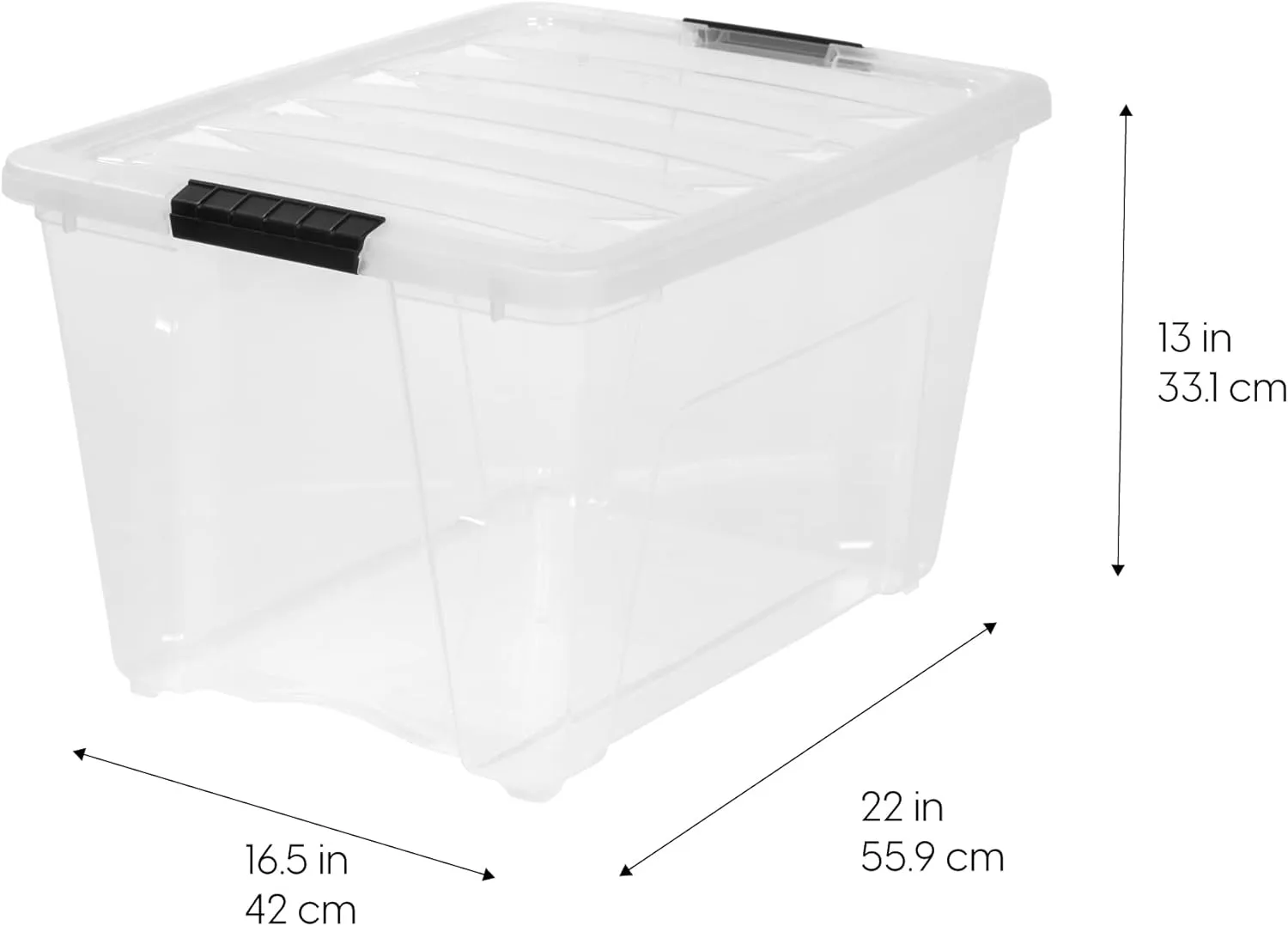 IRIS 53 Qt Stackable Clear Plastic Storage Boxes with Lid, 22 x 16.5 x 13 in - Case of 6