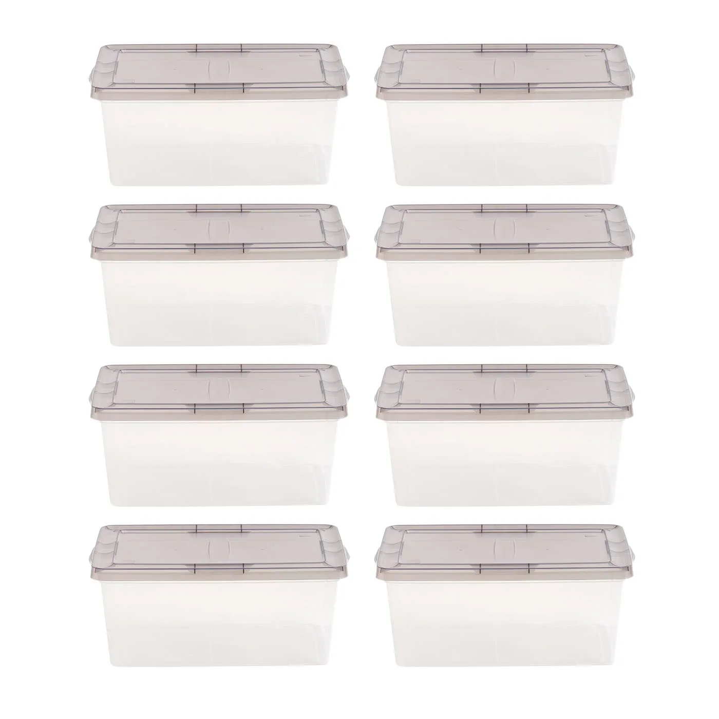 IRIS USA 8 Pack 17 Quart Snap Top Plastic Storage Box