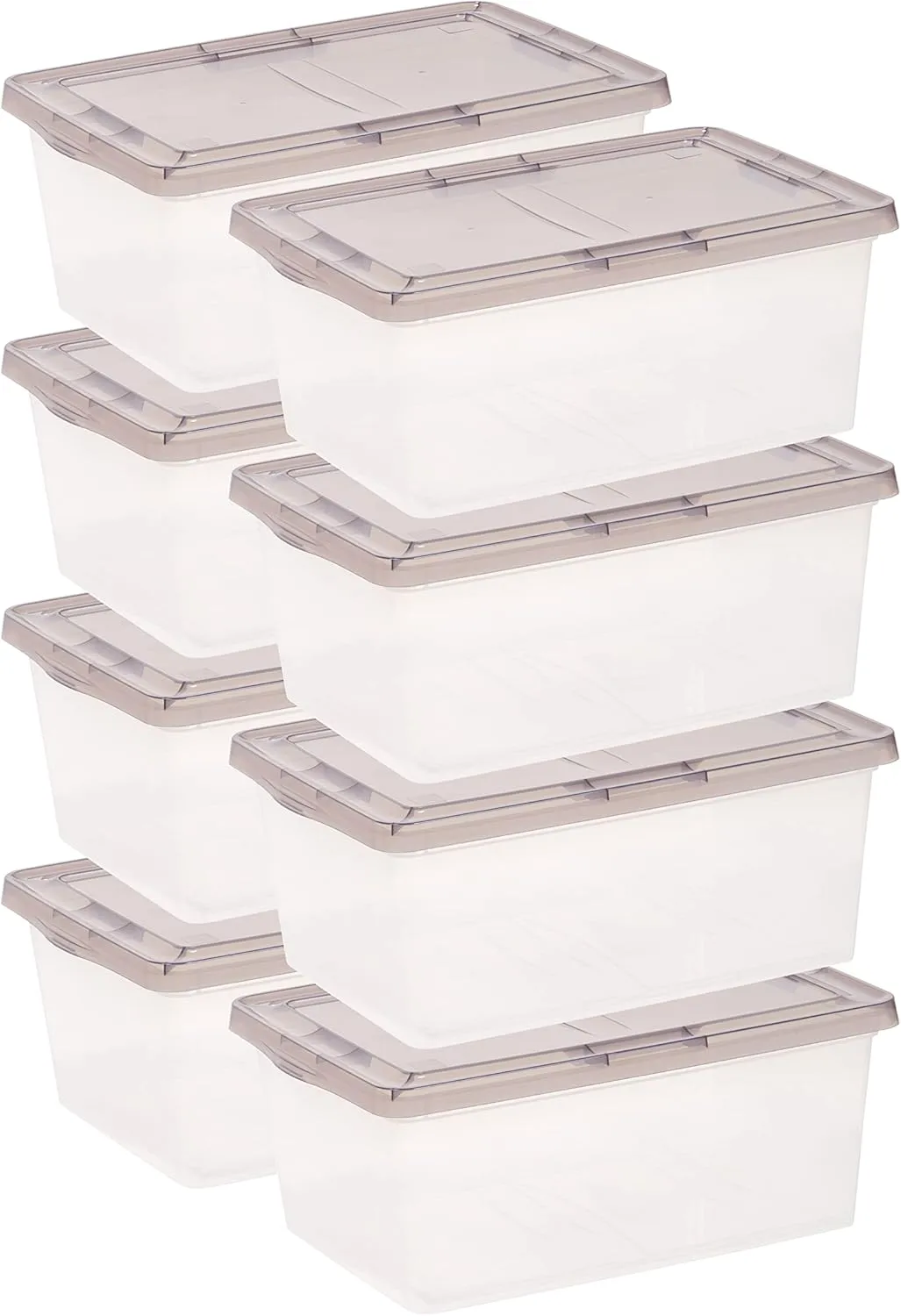 IRIS USA 8 Pack 17 Quart Snap Top Plastic Storage Box