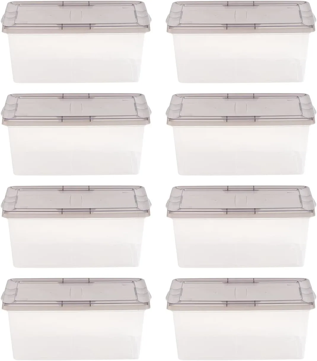 IRIS USA 8 Pack 17 Quart Snap Top Plastic Storage Box