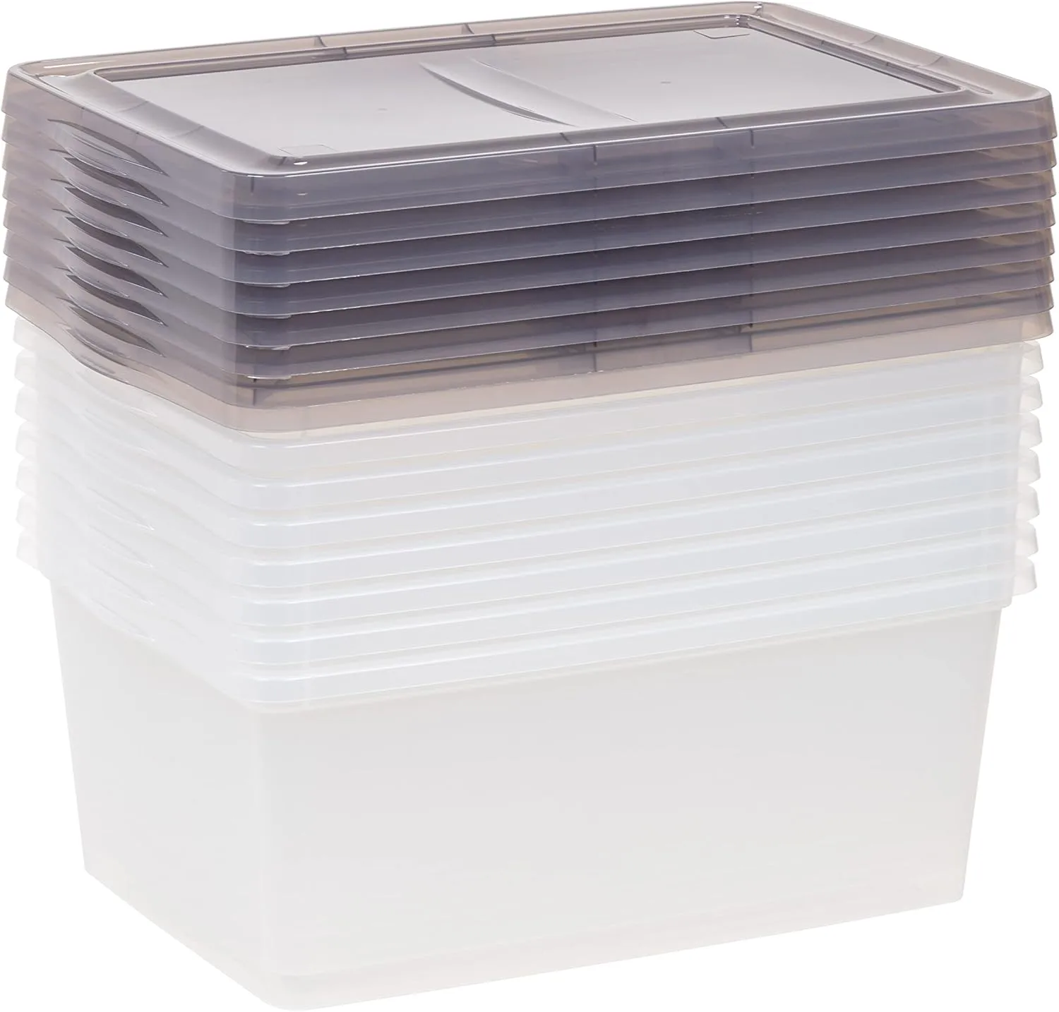 IRIS USA 8 Pack 17 Quart Snap Top Plastic Storage Box