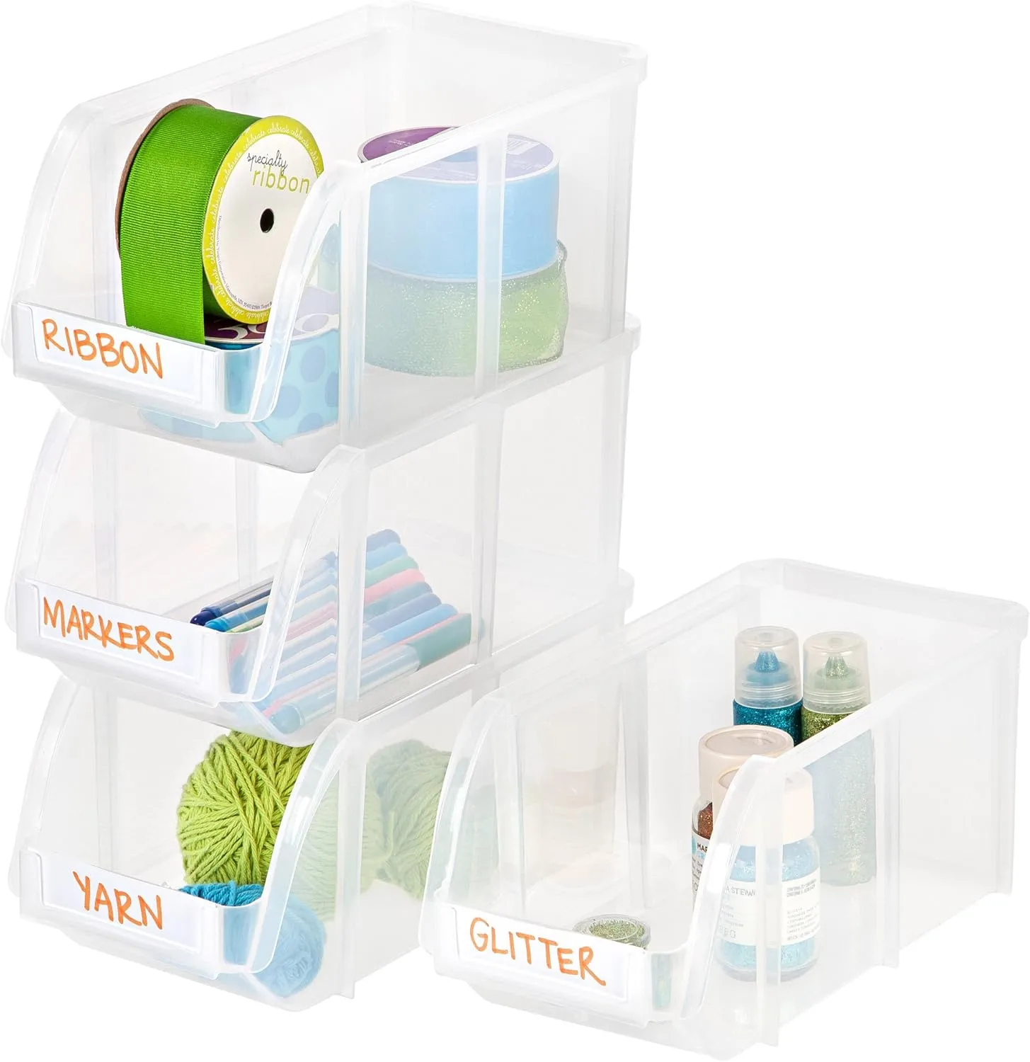 Set of 8 IRIS Clear Stacking Bins - Medium
