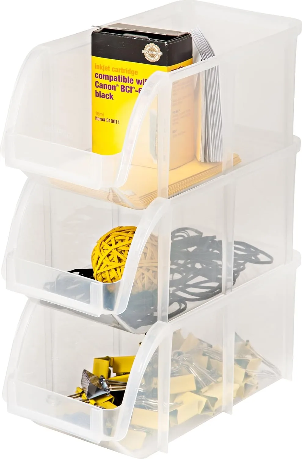 Set of 8 IRIS Clear Stacking Bins - Medium