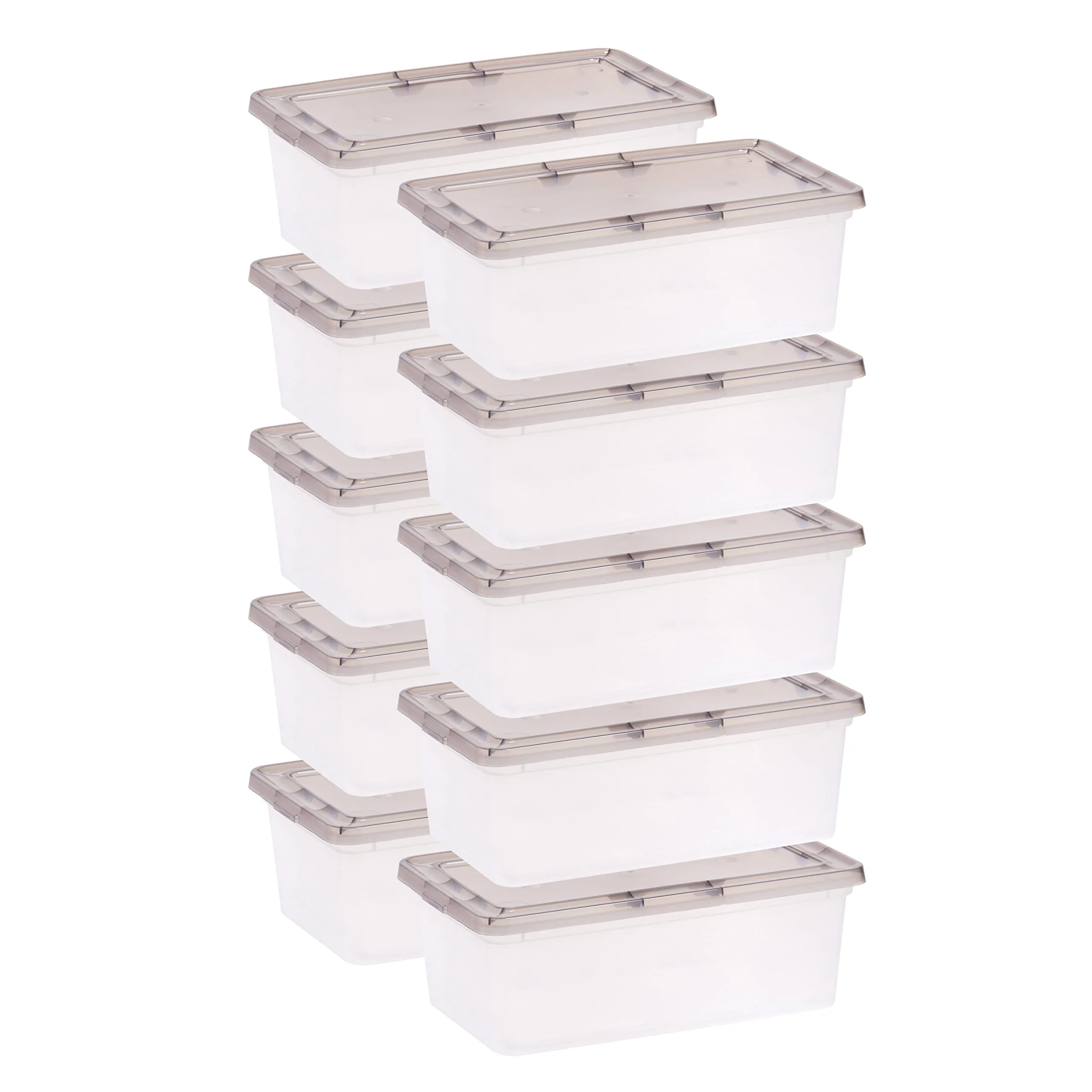 IRIS 6 Quart Snap Top Plastic Storage Boxes, Clear - 10 Pack