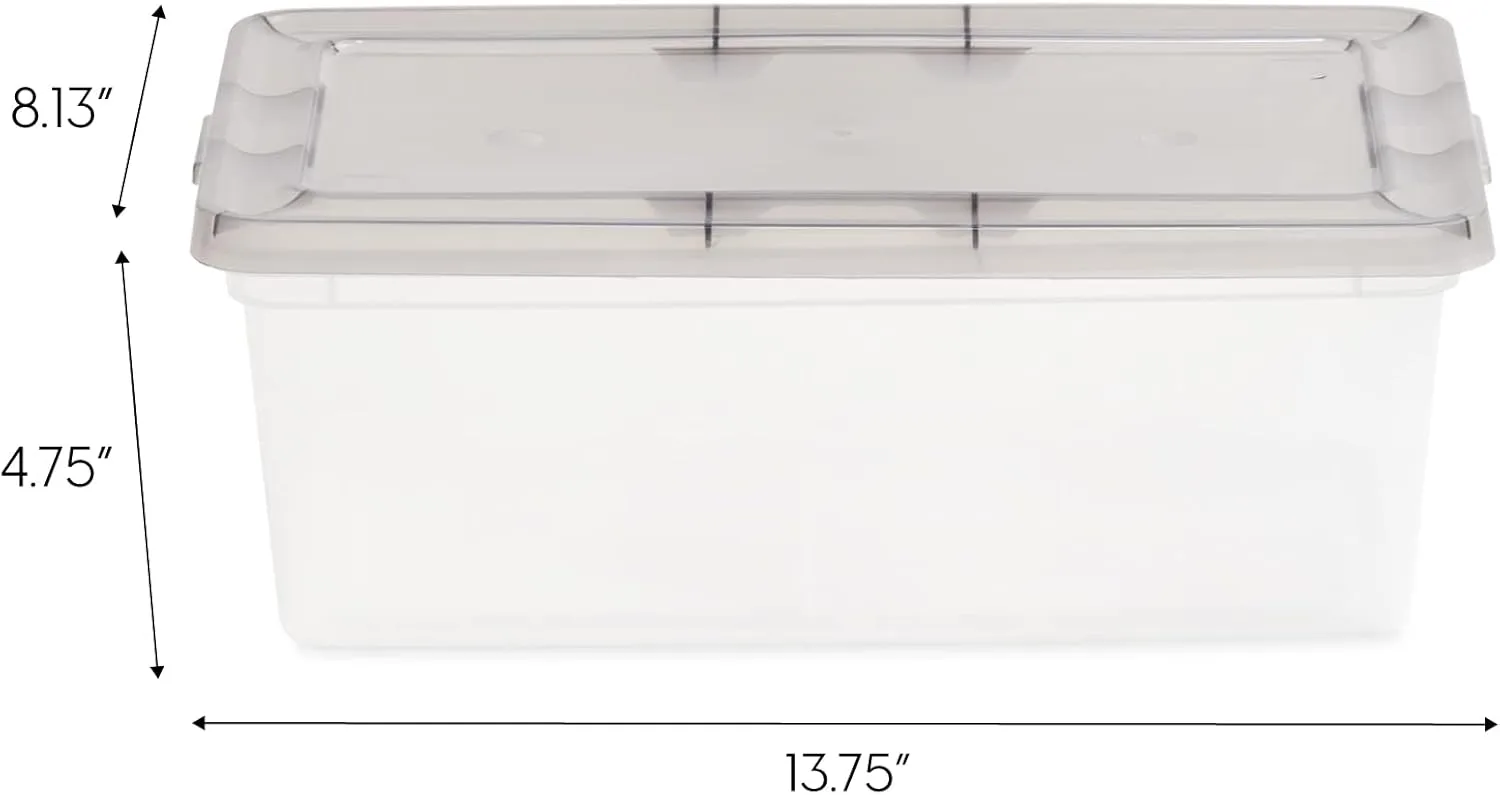 IRIS 6 Quart Snap Top Plastic Storage Boxes, Clear - 10 Pack