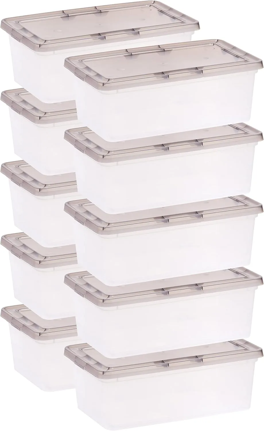 IRIS 6 Quart Snap Top Plastic Storage Boxes, Clear - 10 Pack