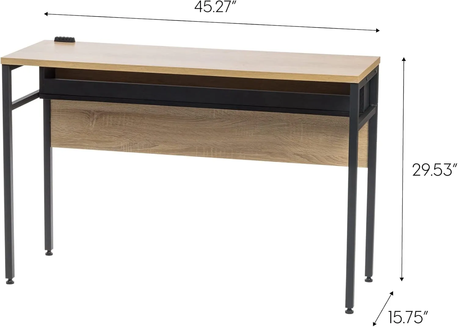 IRIS USA Computer Desk Slim Rustic Industrial Table with Matte Black Steel Frame and Heavy-Duty Wooden Tabletop