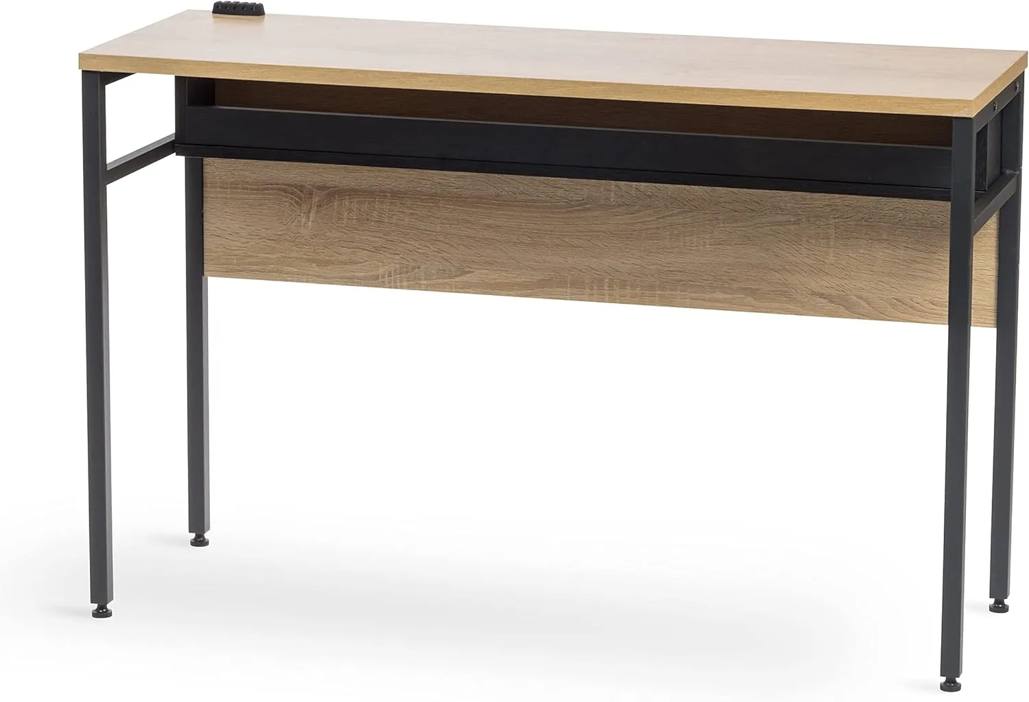 IRIS USA Computer Desk Slim Rustic Industrial Table with Matte Black Steel Frame and Heavy-Duty Wooden Tabletop