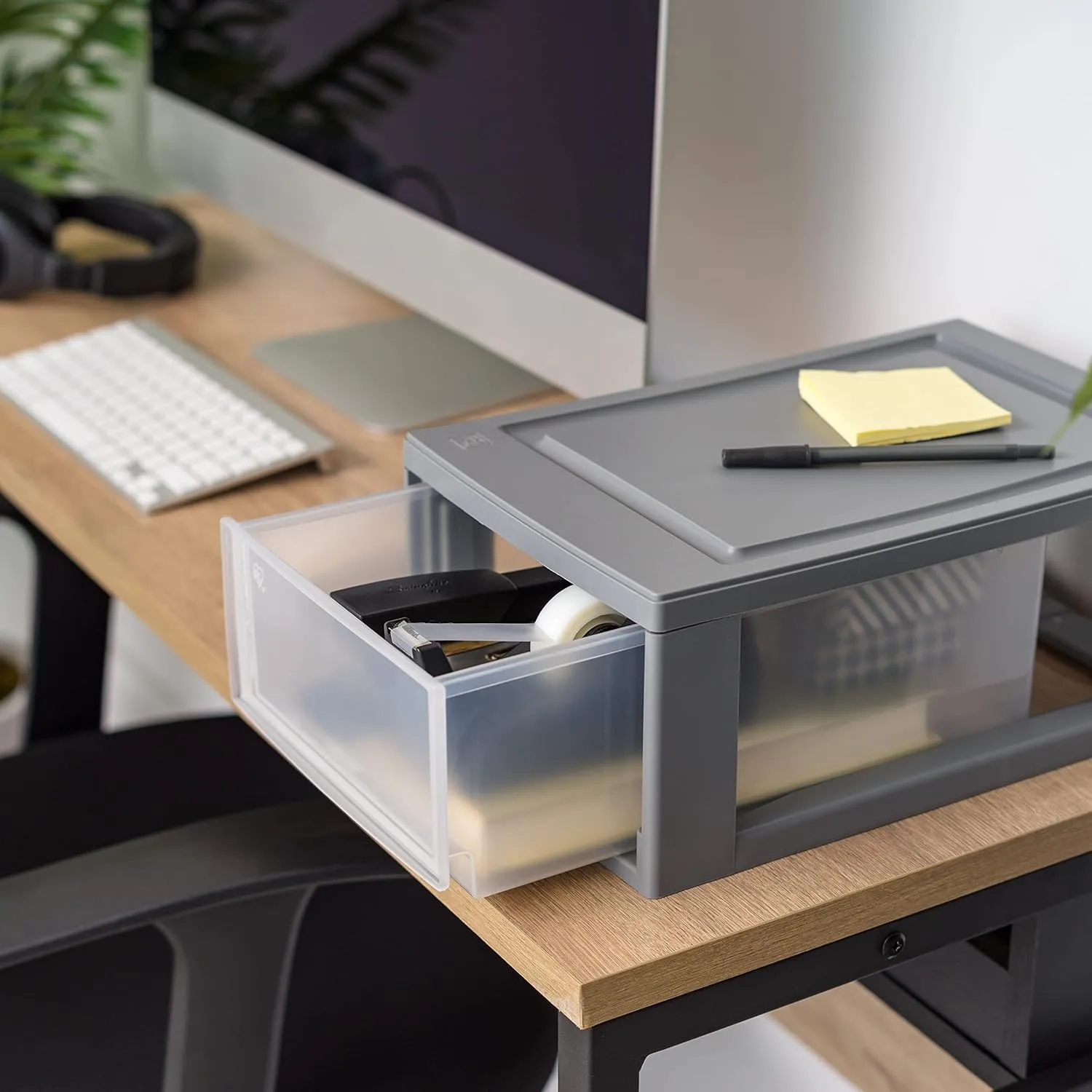 IRIS USA 5-Pack Stackable Storage Drawers, Gray, 13.13 x 8.50 x 5.38 in