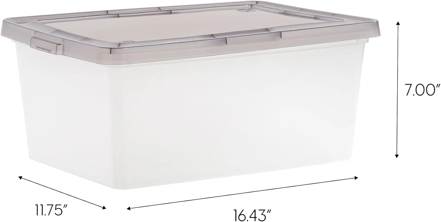 IRIS USA 8 Pack 17 Qt Clear Plastic Storage Box with Snap Lid, Gray