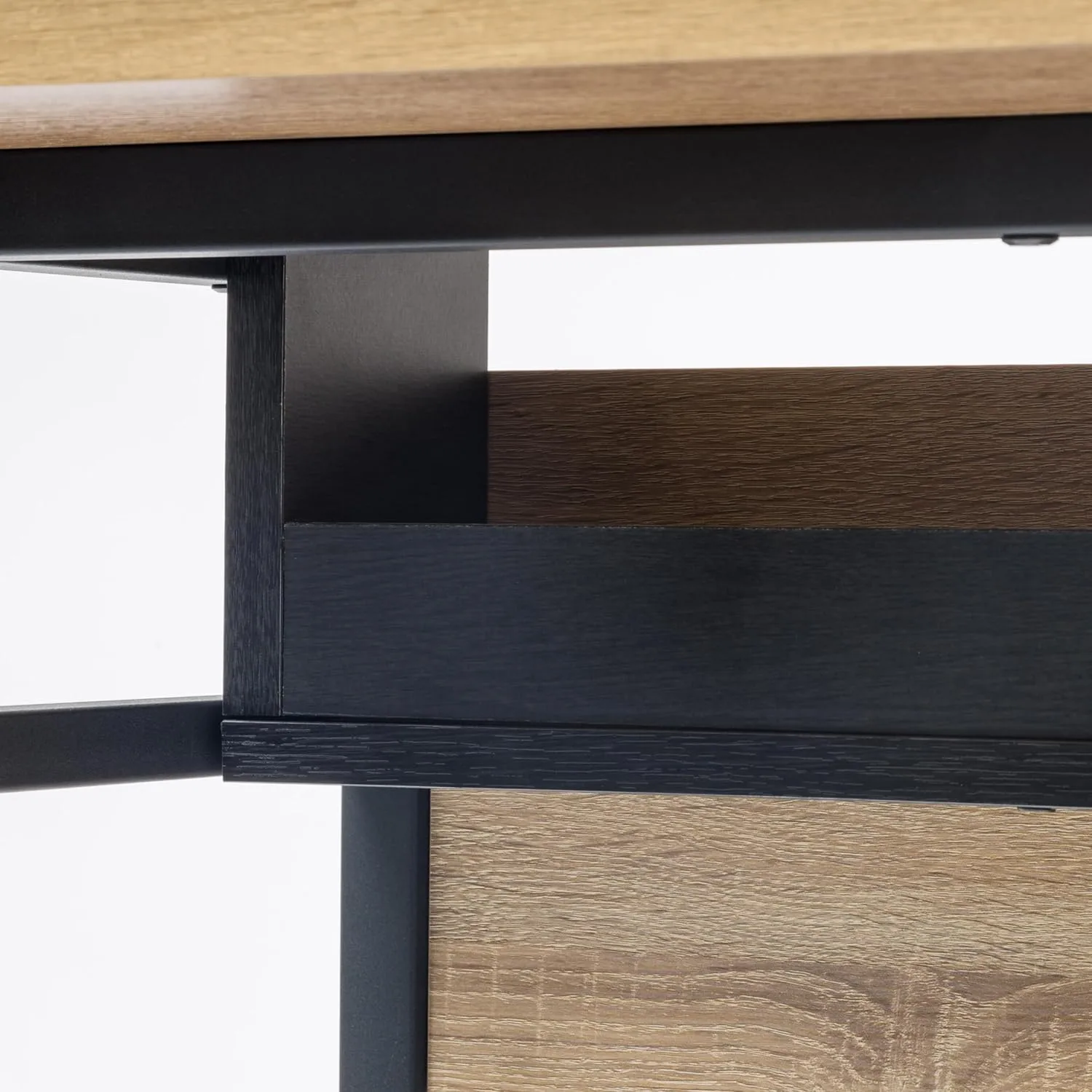 IRIS USA Computer Desk Slim Rustic Industrial Table with Matte Black Steel Frame and Heavy-Duty Wooden Tabletop