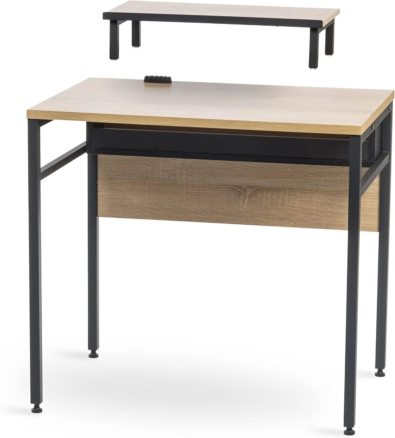 IRIS USA Computer Desk Slim Rustic Industrial Table with Matte Black Steel Frame and Heavy-Duty Wooden Tabletop