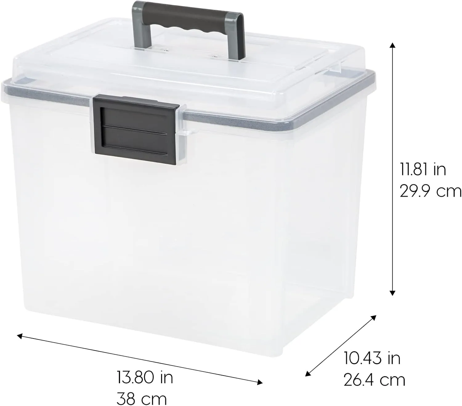 IRIS USA WEATHERPRO 19 Qt Portable Letter-Size File Box with Organizer Lid, Clear