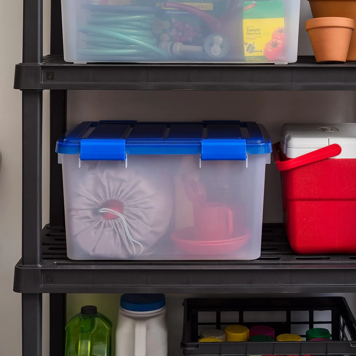 IRIS USA WeatherPro 4-Pack 46.6qt Airtight Plastic Storage Bins with Lids & Buckles