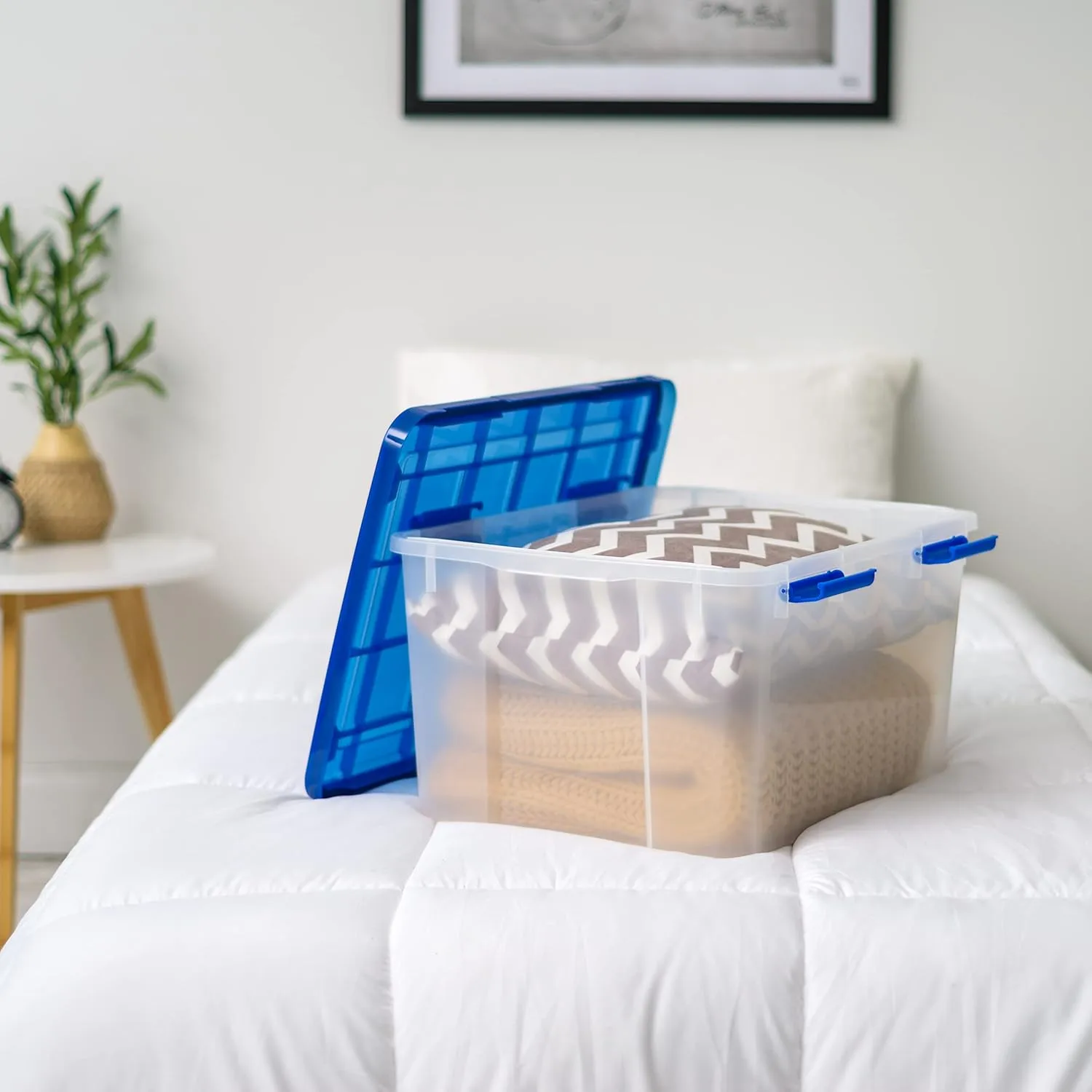 IRIS USA WeatherPro 4-Pack 46.6qt Airtight Plastic Storage Bins with Lids & Buckles