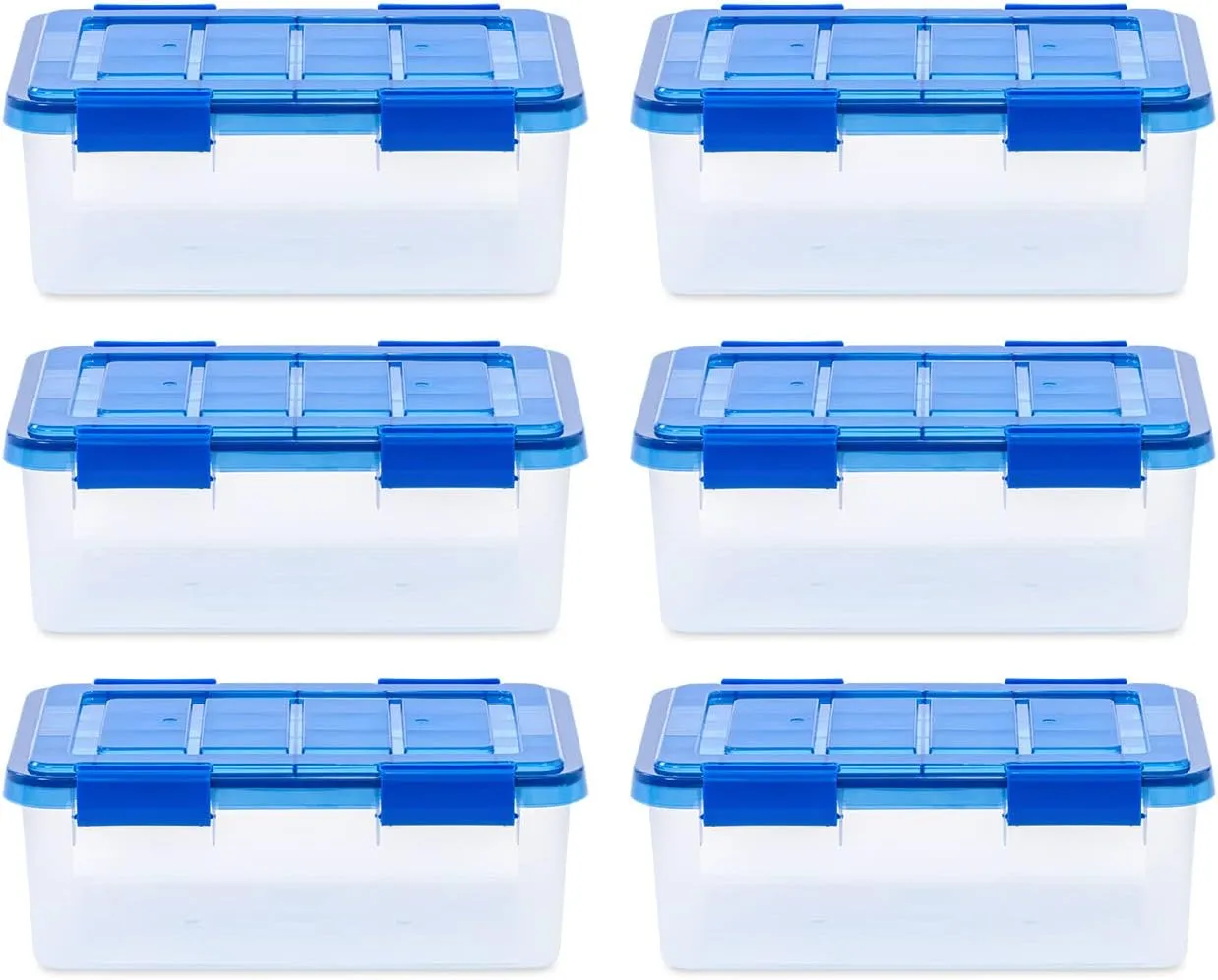IRIS USA 6Pack 19qt WEATHERPRO Airtight Plastic Storage Bin with Lid and Seal and Secure Latching Buckles