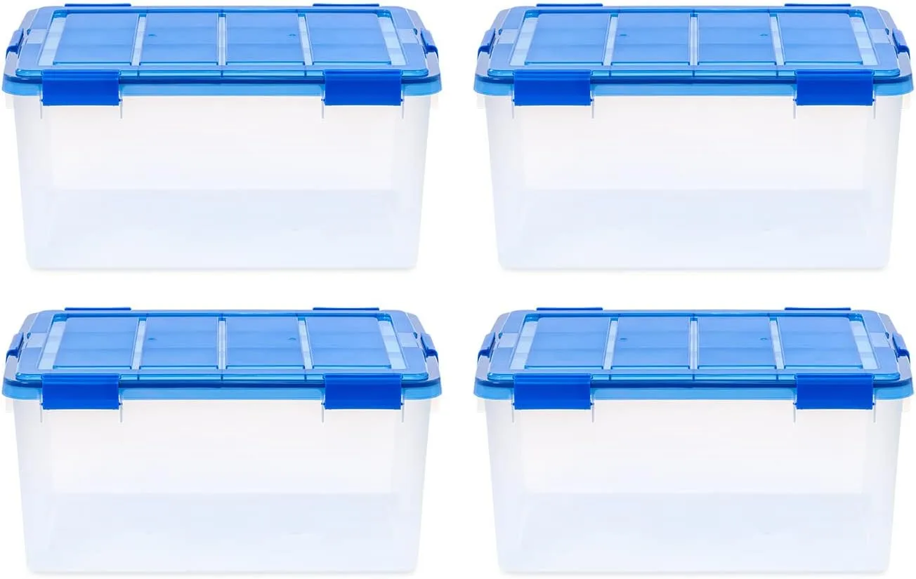 Iris Ultimate Weatherpro Storage Boxes, 23-5/8inL x 20-1/16inW x 16-3/16inH, 60 Qt, Clear, Set Of 4 Boxes