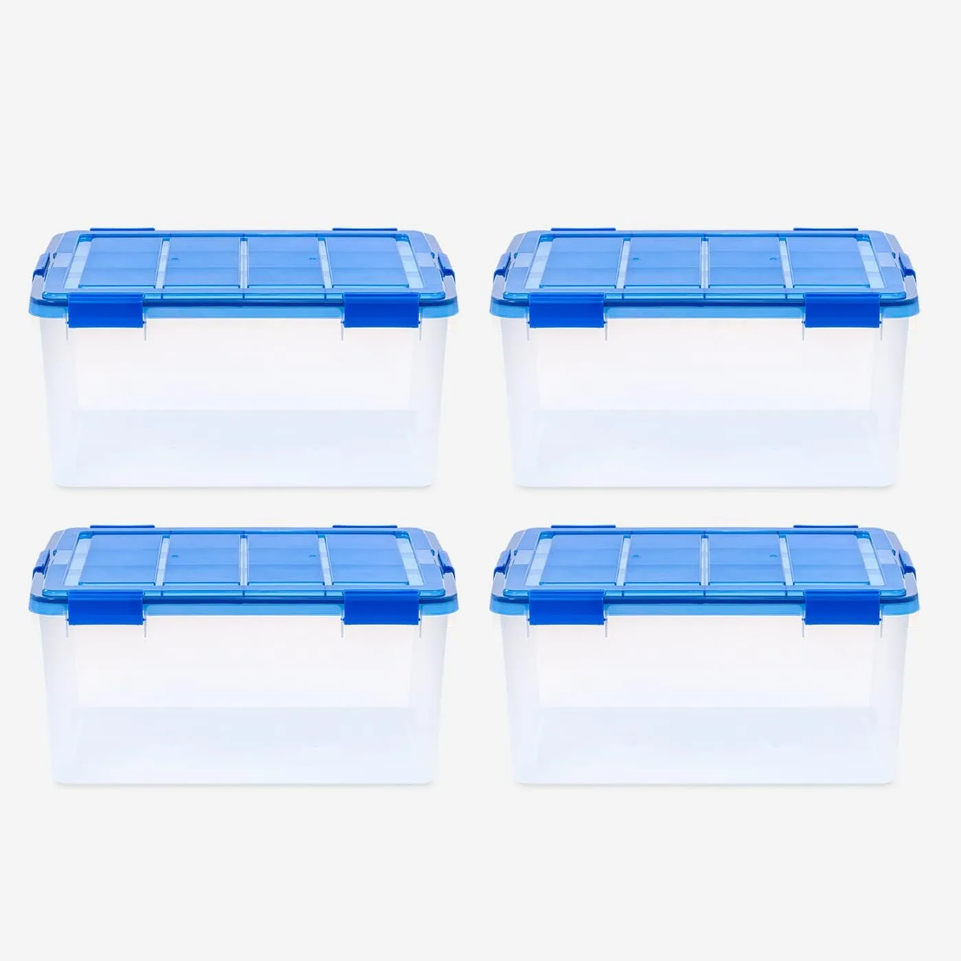 Iris Ultimate Weatherpro Storage Boxes, 23-5/8inL x 20-1/16inW x 16-3/16inH, 60 Qt, Clear, Set Of 4 Boxes