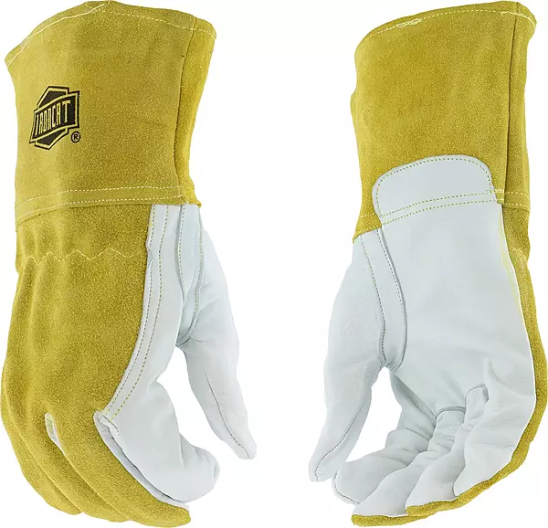 IRONCAT 6143 Goatskin/Cowhide MIG Welder – [Pack of 12] Pearl/Gold, Medium, Straight Thumb, Kevlar Construction