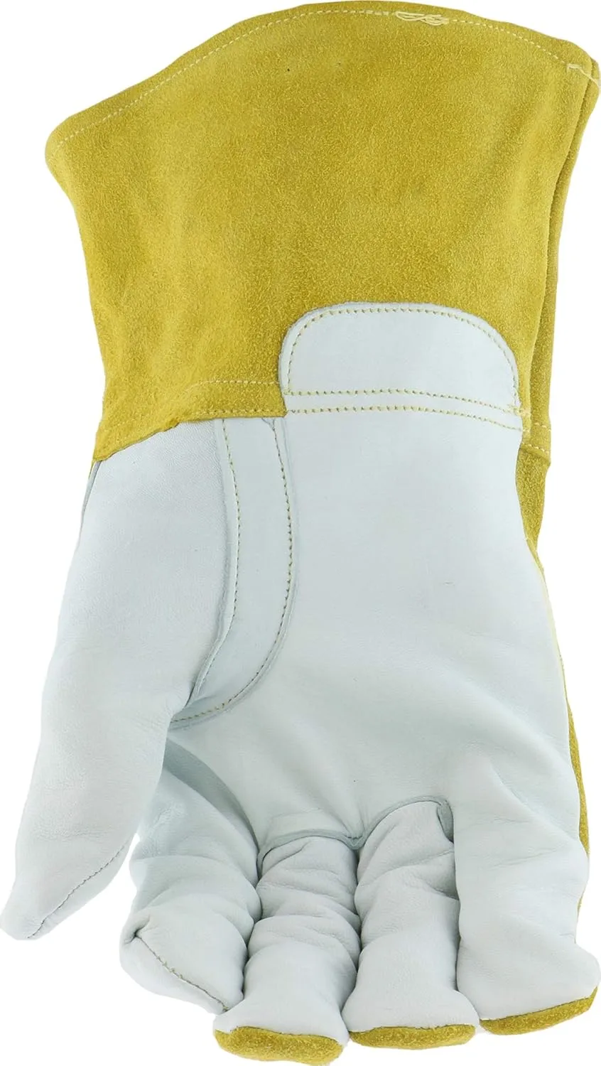 IRONCAT 6143 Goatskin/Cowhide MIG Welder – [Pack of 12] Pearl/Gold, Medium, Straight Thumb, Kevlar Construction