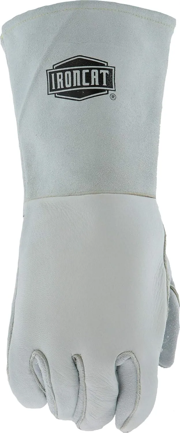 IRONCAT Premium Grade Top Grain Elkskin Leather Welder's Glove, Cotton/Foam Lining, Gauntlet Cuff