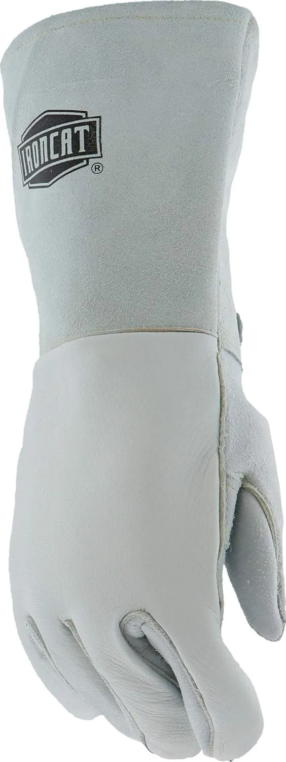 IRONCAT Premium Grade Top Grain Elkskin Leather Welder's Glove, Cotton/Foam Lining, Gauntlet Cuff