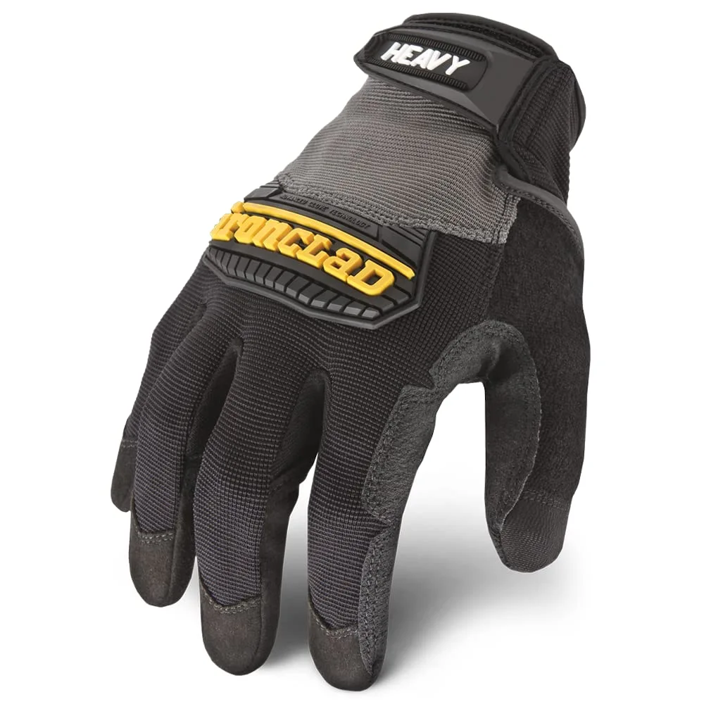 Ironclad Heavy Utility Work Gloves HUG, High Abrasion Resistance, X-Large, Black & Grey (1 Pair)