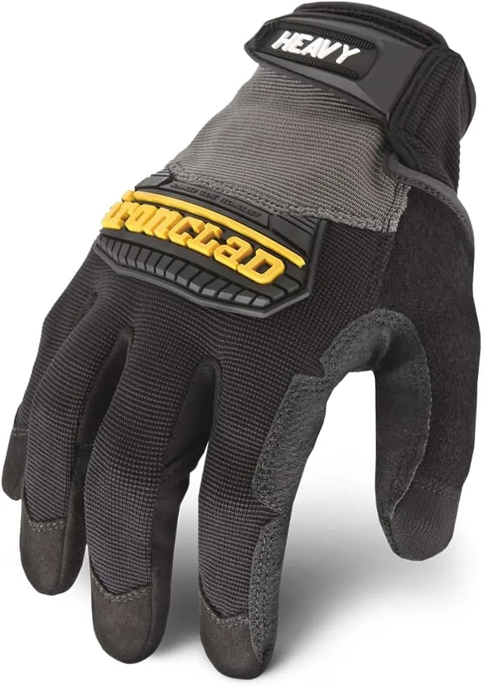 Ironclad Heavy Utility Work Gloves HUG, High Abrasion Resistance, X-Large, Black & Grey (1 Pair)